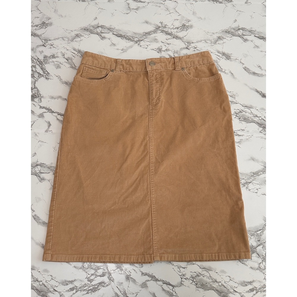 Gap Edition Tan Corduroy Skirt Stretch Knee Length Camel Brown Size 8